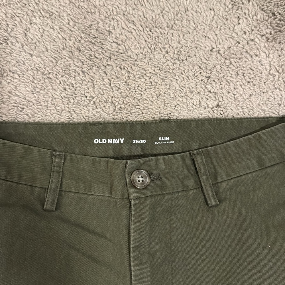 Mens Old Navy Chino Pants, Size 29x30, Olive Green - Picture 2 of 3